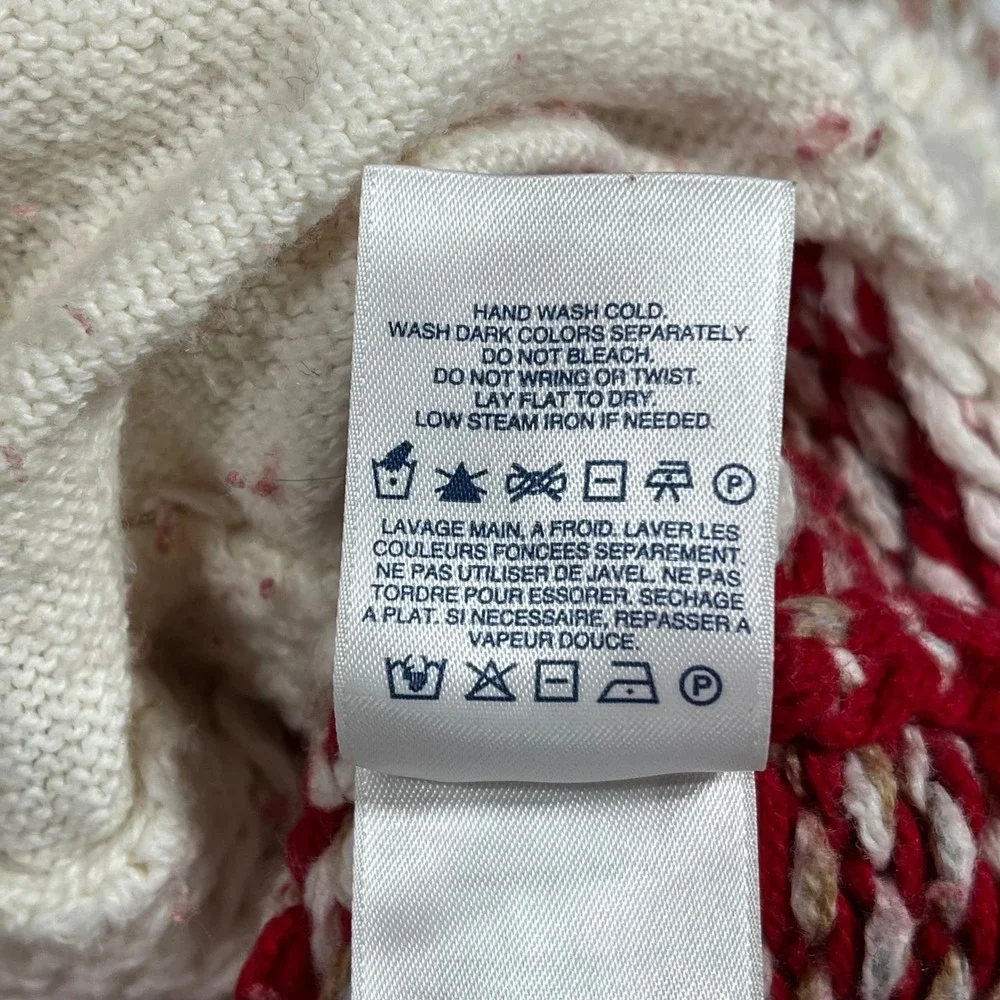 Lands End Womens Fair Isle Reindeer Zip Front Cardigan Sweater Small Nordic Ski